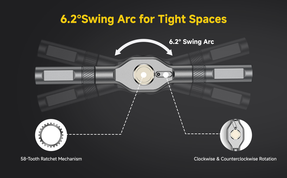 6.2° Swing Arc for Tight Spaces