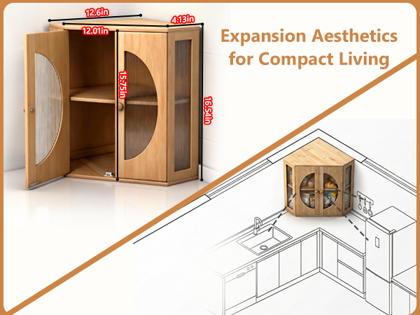 TIRYIUOU Corner Bread Box for Kitchen Countertop Bamboo Storage Container for Homemade Bread