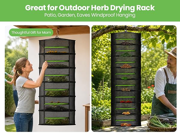 MEKOLIFE Outdoor Herb Drying Rack, Windproof Mesh for Patio &amp;amp; Garden