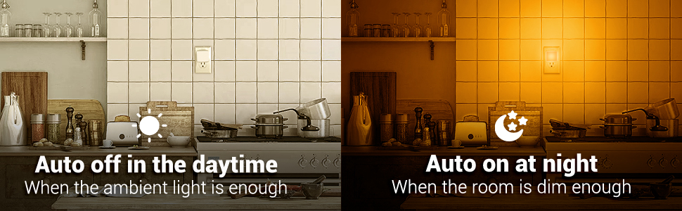 Auto on and off night light with light sensor