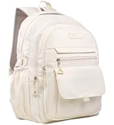 Phaoullzon Teen Girls School Backpack for Boys, College Aesthetic Laptop Bookbag for Women,Beige