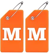 Gostwo 2 Pack Silicone Luggage Tags for Suitcases, 26 Initial Letter Baggage Labels Handbag Schoo...