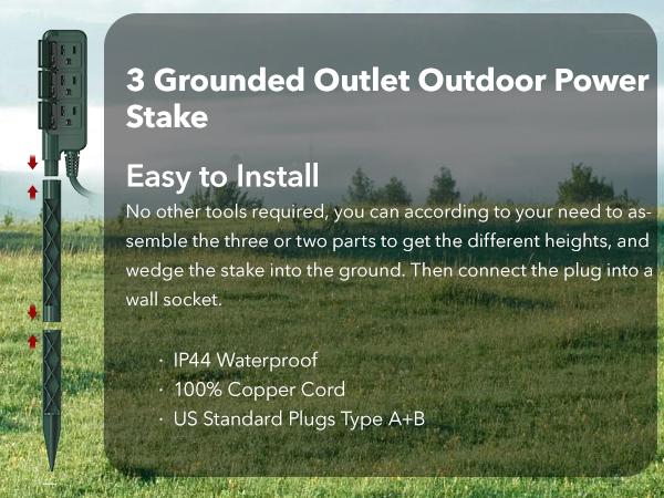 3 outlet power stake