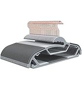 FSUTEG Plastic Hangers Space Saving Clothes Hangers, Upgraded Rubber Stripe Non Slip Coat Hanger,...