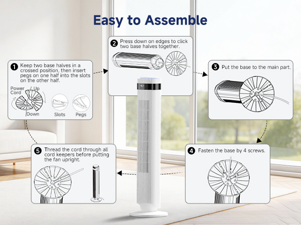 5 Speeds &amp; 4 Modes, 28dB Quiet for Sleep, 22.3ft/s High Velocity, LED Display, 12H Timer