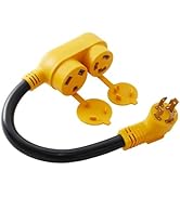 MECMO NEMA L14-30P to TT-30R L5-30R RV Generator Power Adapter, 4 Prong Twist Locking Generator M...