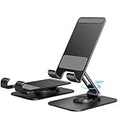 STARVIKY 360° Swivel Foldable Phone Stand - Adjustable Metal Holder for Phone and Tablet, Anti-Sh...