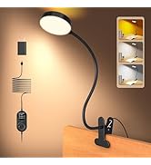 Glocusent Clip on Light, 72 LEDs Clip on Lamp with Amber Night Light, 3 Colors &amp; 5 Brightness Bed...