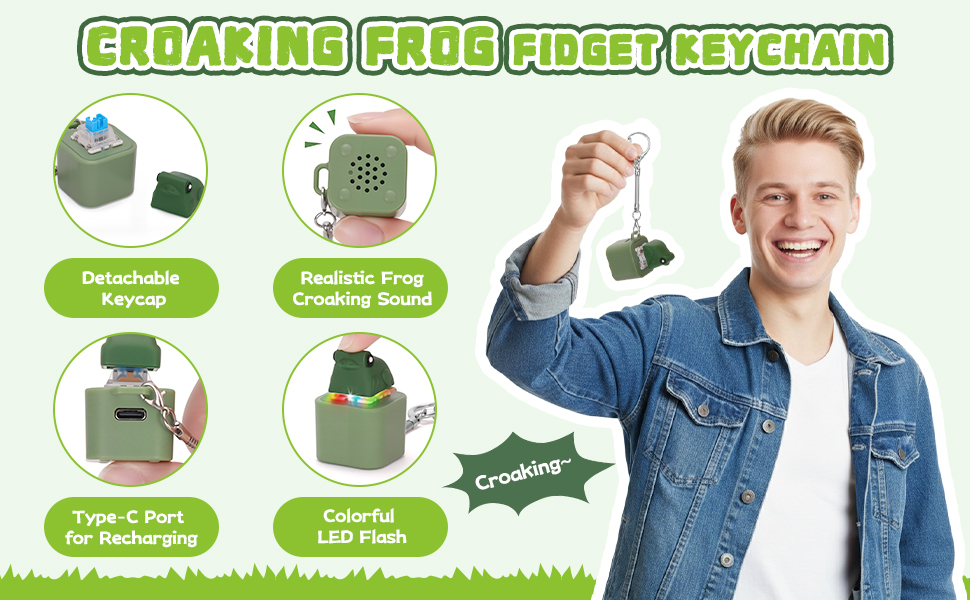 Croaking Frog Fidget Keychain