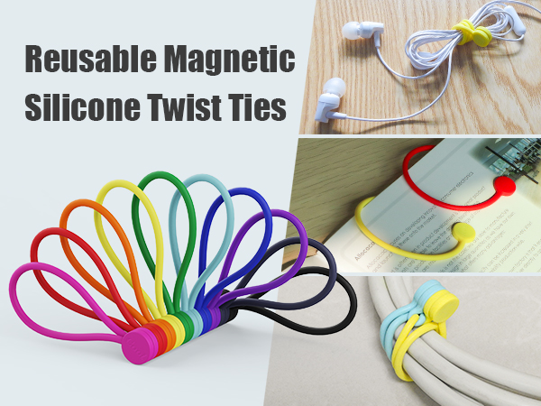Reusable Silicone Magnetic Cable Ties for Bundling and Organizing