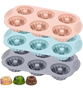 SmartKitch Mini Bundt Cake Pan 3pcs Silicone Fluted Tube Cake Pans, 6Cavity Heritage Bundtlette C...