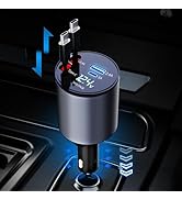 Thlevel Retractable Car Charger 4 in 1 Fast Charger with Dual Type-C Retractable Cables (31.5 inc...