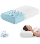 Sweetcrispy Back and Side Sleeper Support, White Gel Cooling Memory Foam Pillows for Sleeping, Be...