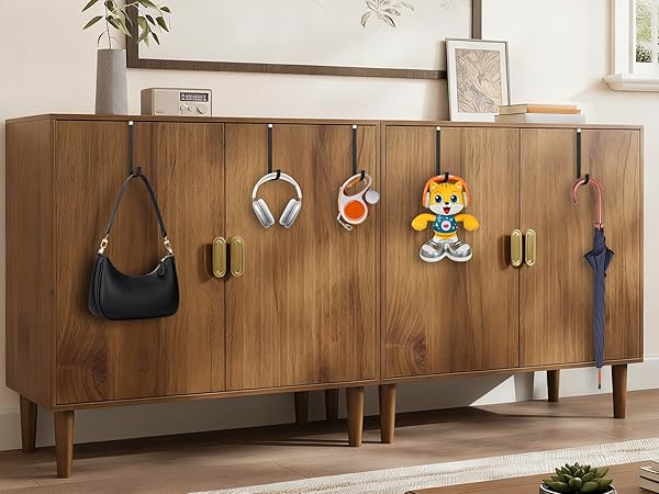 Over door hook over the cabinets&amp;#39; door to hold leashes, bags, headphone, toys &amp;amp; more.