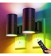 Briignite Night Lights Plug into Wall, 2 Pack 11-Color Changing Night Light with 1 Remote Control...