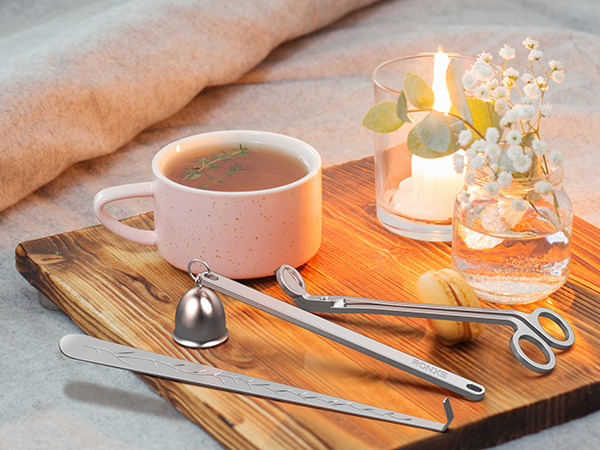 Candle accessory sets provide a variety of tools.