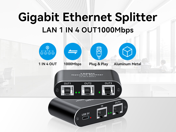 ethernet splitter internet splitter network splitter 1 to 4 lan splitter either cat6 splitter