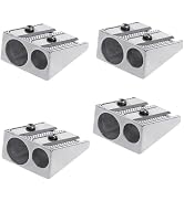 4Pcs Silver Magnesium Pencil Sharpener Survival, 2-Hole Pencil Sharpener, Mini Hand Held Pencil S...