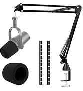 MV7 Boom Arm with Mic Cover Cable Sleeves - Mic Stand with Windscreen Compatible with Shure SM7B ...