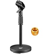 Desktop Microphone Stand, Moukey Upgraded Adjustable Table Mic Stand with Non-Slip Metal Base for...