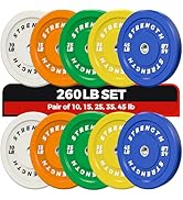 Rendpas Premium Color-Coded Rubber Bumper Plates Set - 2 Inch Olympic Weight Plates for Home Gym ...