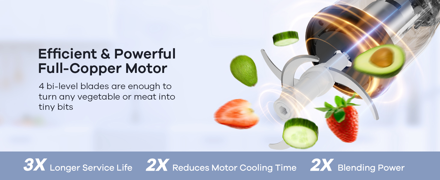 The Full-copper motor supports a 3 times longer service life than regular motors.