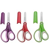 LIVINGO 5" Left and Right Handed Kids Scissors, Safety Blunt Sharp Stainless Steel Blade Scissors...