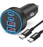 iPhone 17 16 15 Car Charger Fast Charging, 90W 4-Port USB C Fast Car Charger Cigarette Lighter Ad...
