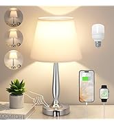 Kakanuo Touch Table Lamp for Bedroom, Small Bedside Lamp with USB C Charging Port, 3 Way Dimmable...