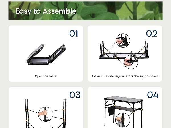 Tri-fold camping table