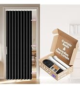 AJAZZ Blackout Accordion Door Invisible Accordion Doors Interior Magnetic Door Curtain for Bedroo...