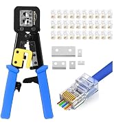 NataLink Pass Through RJ45 Crimp Tool Cat 6 Cat 5E Cat 5 Ethernet Crimper All-in-One RJ45 Crimpin...