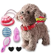 Walking Barking Dog Toy Singing Puppy Set, Repeat What You Say Teddy with Control Leash Electroni...
