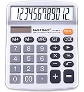 12 Digits Desktop Calculator with Large LCD Display and Sensitive Button, Dual Solar Power and Ba...