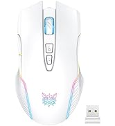 PHNIXGAM Rechargeable Wireless Gaming Mouse, Ergonomic RGB Computer Mouse with 2.4G Receiver, RGB...
