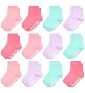 GRPSKCOS Baby Socks Non Slip 12 Pairs Toddler Anti Skid Socks for 0-7 Years Infants Little Kids B...
