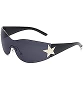 LIKSMU Rimless Y2K Sunglasses for Women Men Wrap Around Fashion Sunglasses Oversized Frameless Tr...