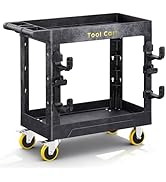 LDHTHOPI Heavy Duty Plastic Utility Cart 850LBS Capacity 2 Shelf Service Cart Rolling Utility Car...