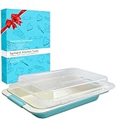 Spmarkt 13x9 Inch Heavy-Duty Baking Pan with Lid, Nonstick Rectangular Cake Pan with Silicone Gri...