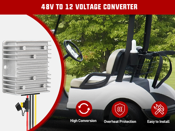 Nilight 240W 48V 36V to 12V 20A DC Converter Regulator Reducer with Fuse