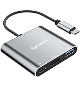 Aplimln USB C to HDMI Adapter, 4K@60Hz HDMI to USB-C Adapter with USBA 3.0 &amp; 100W PD Port Multipo...