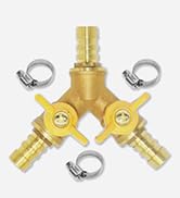 Beduan 3 Way Shut Off Ball Valve, 3/8" Hose Barb 2 Switch Brass Y Shaped Valve