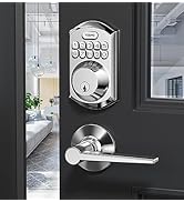 TEEHO TE001L Keyless Entry Door Lock with 2 Handles - Electronic Keypad Deadbolt with Door Lever,...