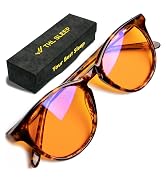 Orange Blue Light Blocking Glasses for Better Sleep - 99.5% Premium Acetate Amber Orange Computer...