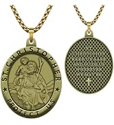 Anwlki Saint Christopher Necklace St Christopher Medal Bless Safety Religion Pendant Gift for Men...