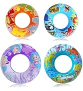 Quad Pack Pool Floats - 36" &amp; 24" Inflatable Pool Toys for Kids &amp; Floaties for Adults, Unique Din...