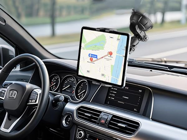 PLDHPRO Tablet Holder for Car Dashboard &amp; Windshield, Universal iPad Car Mount Suction Cup Stand 