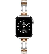 Newlibery Gold Slim Bands for Women Compatible with Apple Watch 38mm 40mm 41mm 42mm 44mm 45mm 46m...
