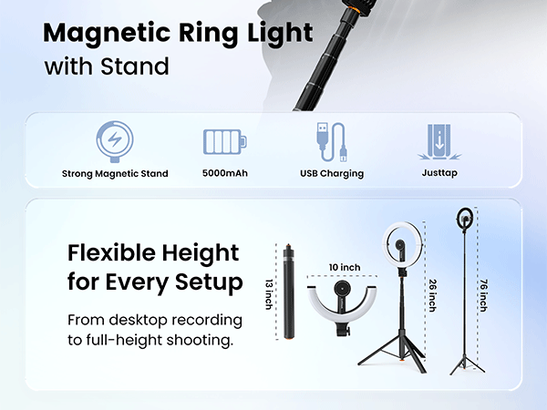 KraftGeek 10.2&amp;#34; magnetic ring light with 64&amp;#34; tripod