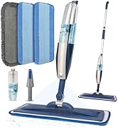 Mops for Floor Cleaning Wet Spray Mop with 14 oz Refillable Bottle and 3 Washable Microfiber Pads...